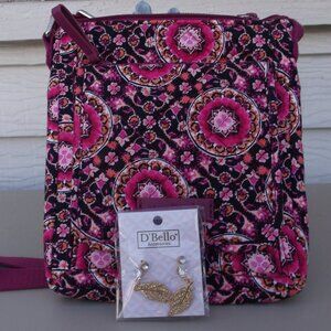 🌸 Vera Bradley RFID Crossbody + NWT D’Bello Earrings – 2‑Piece Bundle ✈️